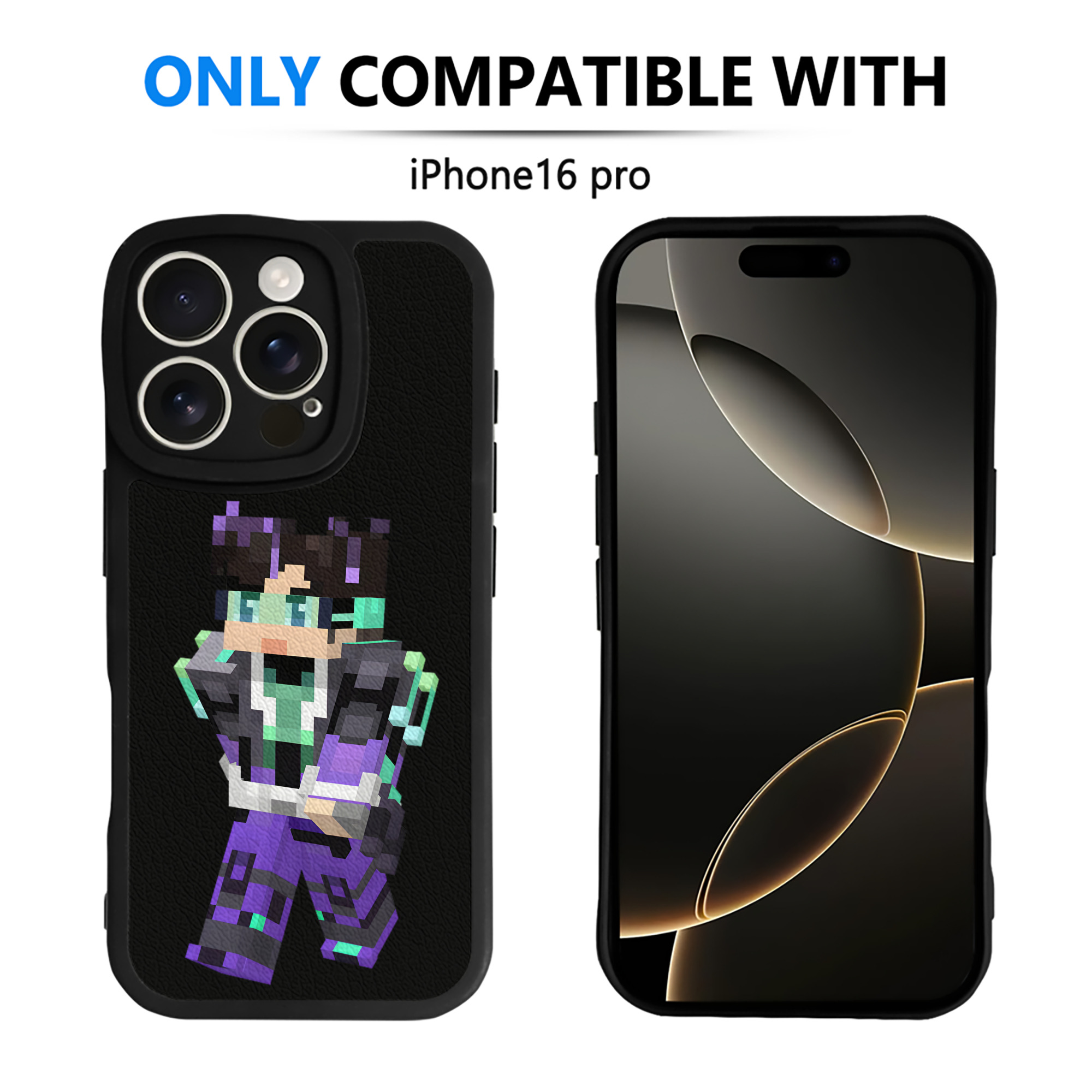 （画像用） マインクラフト ブロックの世界 Minecraft MC Block world 【iPhone 16シリーズ対応】シリコンスマホケース（レザー調） 材質：シリコン